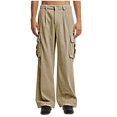 thumbnail image 2 of YUGYXL Corduroy Straight Pants for Men Button Wide Leg Trousers with Multiple Pockets Casual Walking Pants, 2 of 6