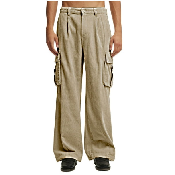 Pantalones cargo lavados multibolsillos de color liso para hombre, de longitud completa, informales, de algodón y poliéster para exteriores
