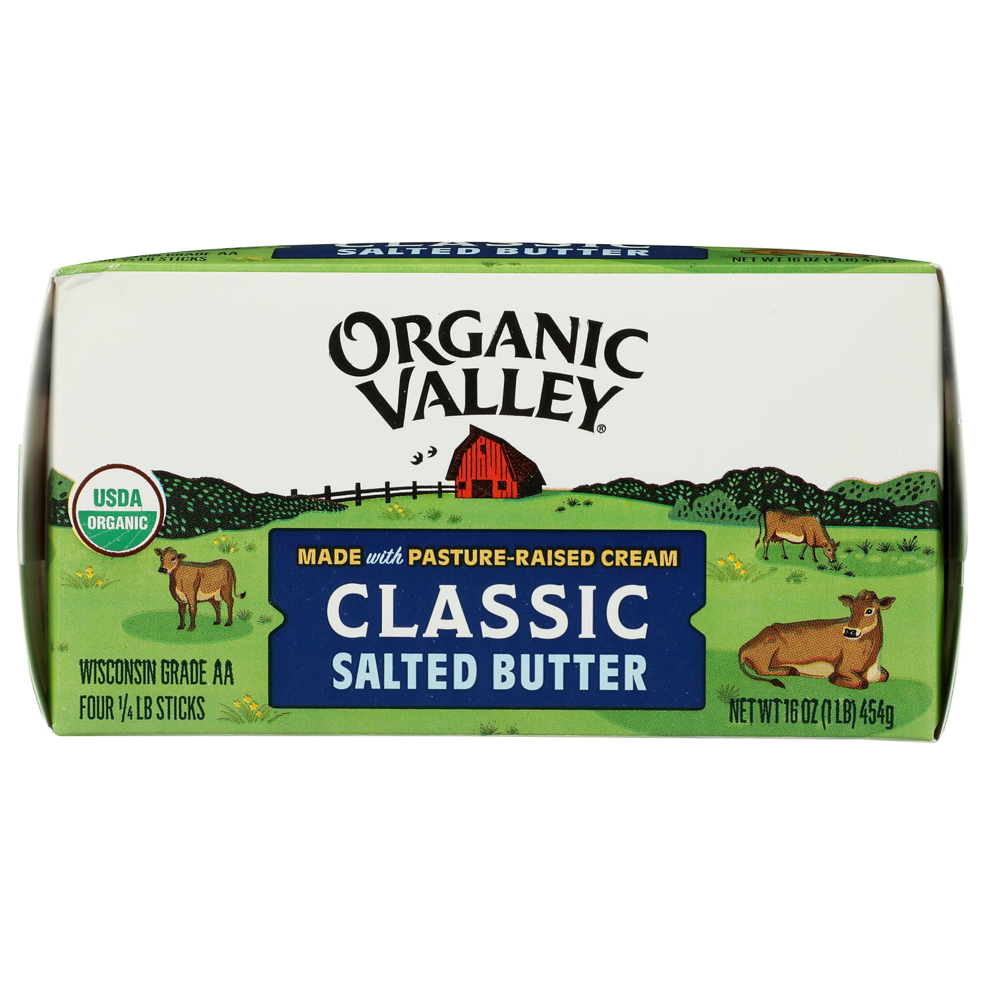 Organic Valley Salted Organic Butter, 16 oz Box, 4 Sticks