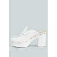 thumbnail image 5 of Lyrac Recycled Leather Platform Clogs In White, 5 of 10