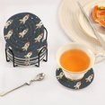 thumbnail image 3 of Yayeee 6 PCS Drink Coasters with Holder Set Woven Absorbent Round Tabletop Hot Pad, Rocket Pattern, 3 of 7