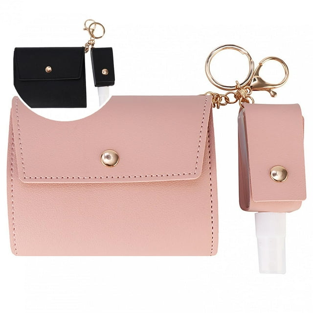 Space-saving Face Cover Bag with Key Ring Faux Leather Reinforced Edge Face Cover Storage Bag for Outdoor