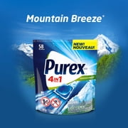 Purex Mountain Breeze 4in1 Pacs Detergent, 58 count, 35.8 oz
