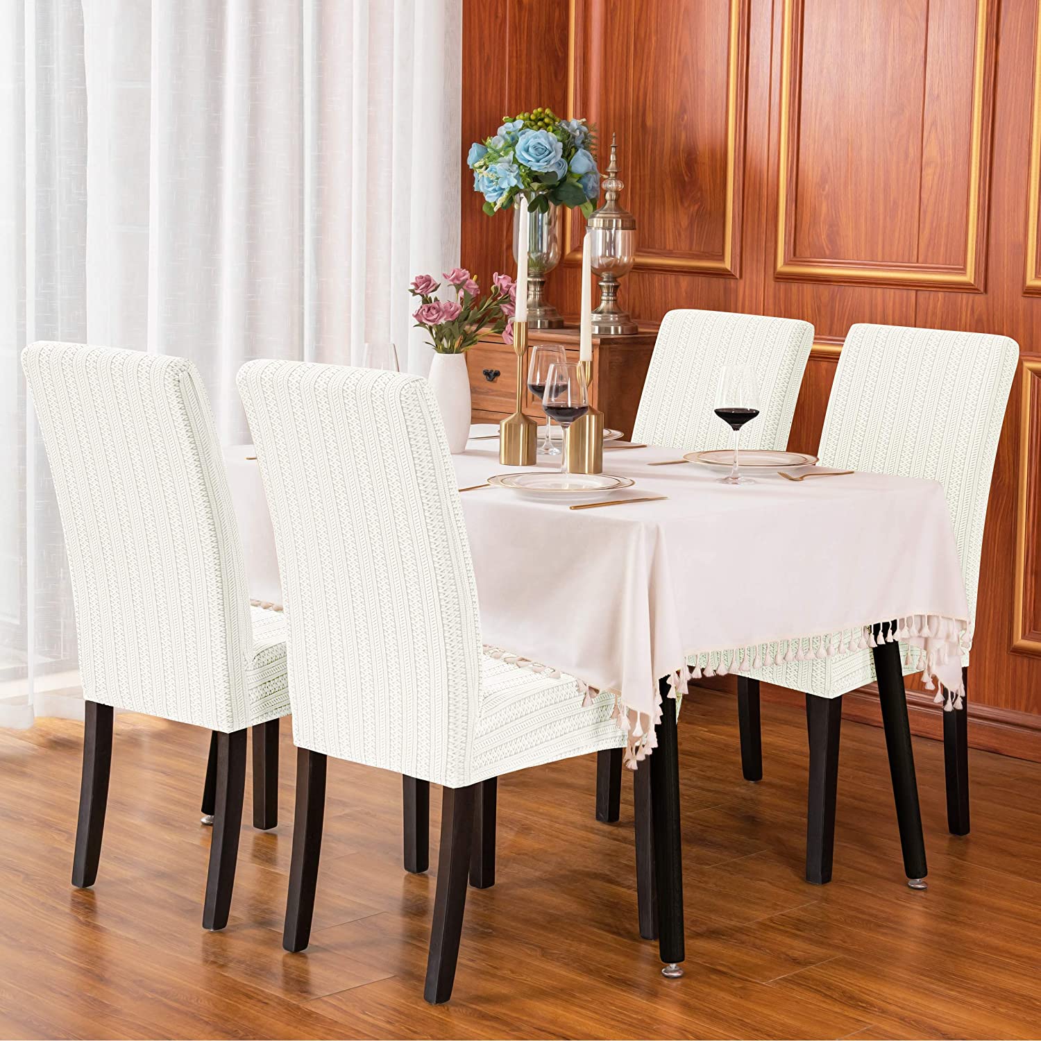 Subrtex Jacquard Dining Room Chair Slipcovers Sets Stretch Furniture