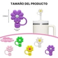 thumbnail image 2 of Juego de 5 Cubre Popotes para Termo, Tapa Popote, Silicona Cubierta Protectores Pajita, con Diseños Flores, Multicolor, 2 of 7