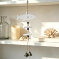 thumbnail image 5 of SLYNSHome White Wooden Fish Hanging Bell Decor, Beaded Nautical Wall Pendant,Coastal Ornament For Porch, Bathroom, Beach Cottage Indoor Home Decor, 5 of 6