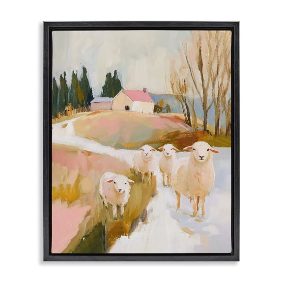 Stupell Industries Sheep on the Roadside Pasture Black Framed Floater Canvas Wall Art, design by The Prints Vibe