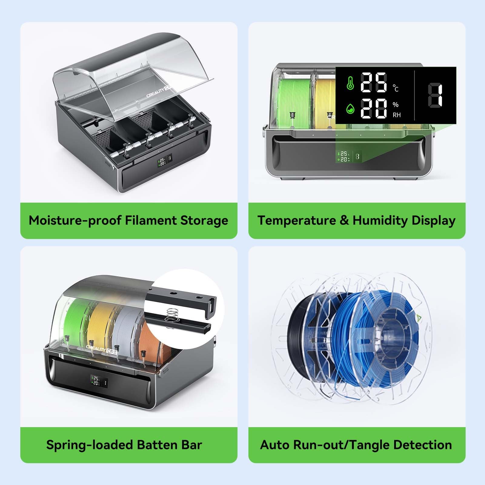 Creality CFS Multi-Color Filament System for 3D Printing, Supports 16 Colors, Automatic Filament Management, Moisture-Proof Storage, Compatible with K2 Plus