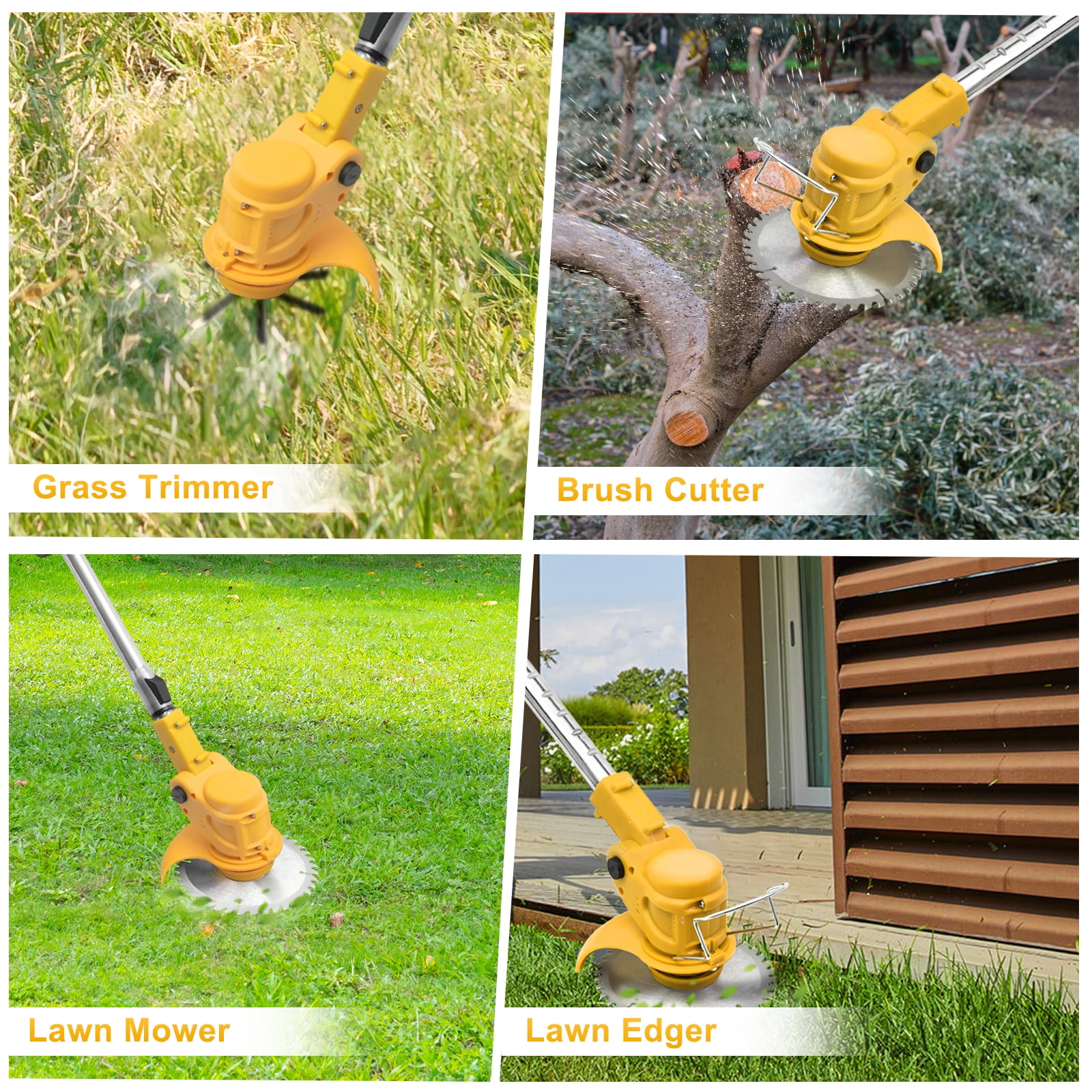 Also go 24V 3-in-1 Cordless Weed Wacker,11,000RPM, Electric String Trimmer with 2*2.0Ah Batteries,Adjustable Cutting Angle & Height for Lawn,Yellow