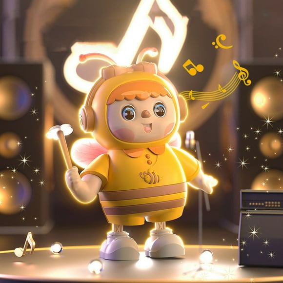 RKZDSR Electric Dance Robot Toy, Musical Interactive Bear for Birthday & Christmas Gifts, Safe Materials, Bump and Go Feature, 3xAA Battery Operated, 4.7x3.9x7.9in