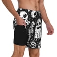 thumbnail image 2 of Kdxio Black White Spooky Ghosts Print Mens Swim Shorts with Mesh Lining, Breathable and Quick-Drying, Adjustable Waist, Privacy Pocket-XX-Large, 2 of 6