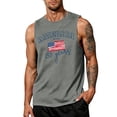 thumbnail image 2 of Hogleaql 4th Of July American Flag Patriotic Tank Top Shirts Mens Muscle Independence Day Printed Sleeveless Tank Tops Crew Neck Patriotic Workout Fashion Vest Gray L, 2 of 4