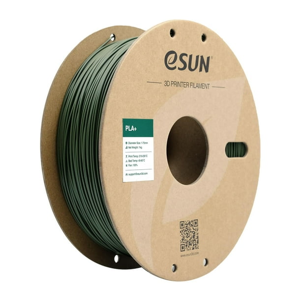 Filamento PLA eSUN de 1,75 mm para impresora 3D, PLA Plus, precisión dimensional de 0,03 mm, bobina de 1 kg (2,2 lb), color verde oliva.