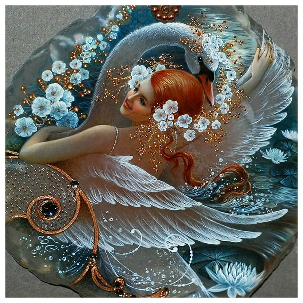 Swans DIY Diamond Embroidery Set For Decoration Round Diamond