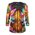 thumbnail image 4 of Gamivast Mardi Gras Shirts for Women Plus Size Mask Graphic 3/4 Sleeve Dressy Tshirt Relaxed Fitted V Neck Button Holiday Party Pullover Carnival Outfits 2026, 4 of 6
