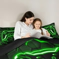 thumbnail image 4 of Manfei Modern Video Game Twin Bedding Sets 7-Piece,Game Gaming Bedding Comforter Set,Green Geometric Honeycomb Sheet Sets For Boys Girls,Super Cozy Bedroom Decoration,Reversible, 4 of 8