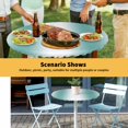 thumbnail image 6 of Elastic Fitted Round Tablecloth, Aqua Teal White Ombre Waterproof Stretch Table Cover for 36"-44" Tables, Modern Abstract Art Farmhouse Gradient Washable Outdoor Tablecloths for Patio, Camping, 6 of 9