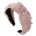 thumbnail image 2 of Ljudmp Faux Pearl Knotted Headbands for Women & Girls Top Knot Fabric Head Wrap Hair Band Non Slip Wide Trendy Hair Accessories Pink, 2 of 2