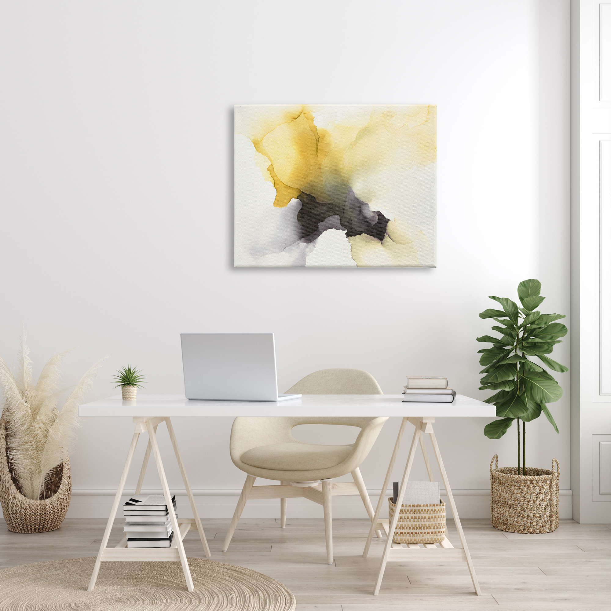 Stupell Home Décor Futuristic Yellow Cloud Abstraction Fluid Shape Distortion, 30 x 40, Designed by Kippi Leonard