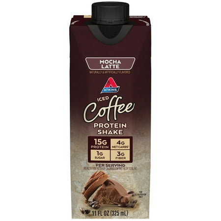 Atkins Gluten Free Protein-Rich Shake, Mocha Latte, Keto Friendly, 3/4ct Packs (Ready to Drink)