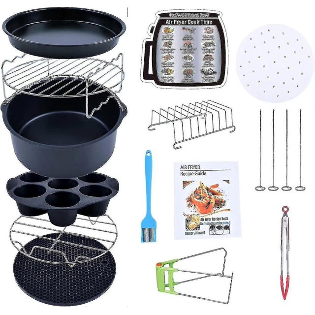 Air Fryer Accessories (15 Sets +20 Cookbook) -8 Inch, The Air Fryer Accessories, Suitable For 4.2-6.8qt Air Fryer All Brands