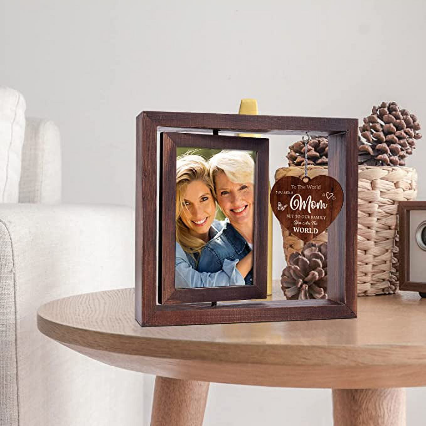 Mom Gifts Christmas Gifts For Mom From Daughter Son, Mother Picture Frame  Double-Sided Display 4x6 Photo with Warm Heart Pendant Mother-In-Law Gifts