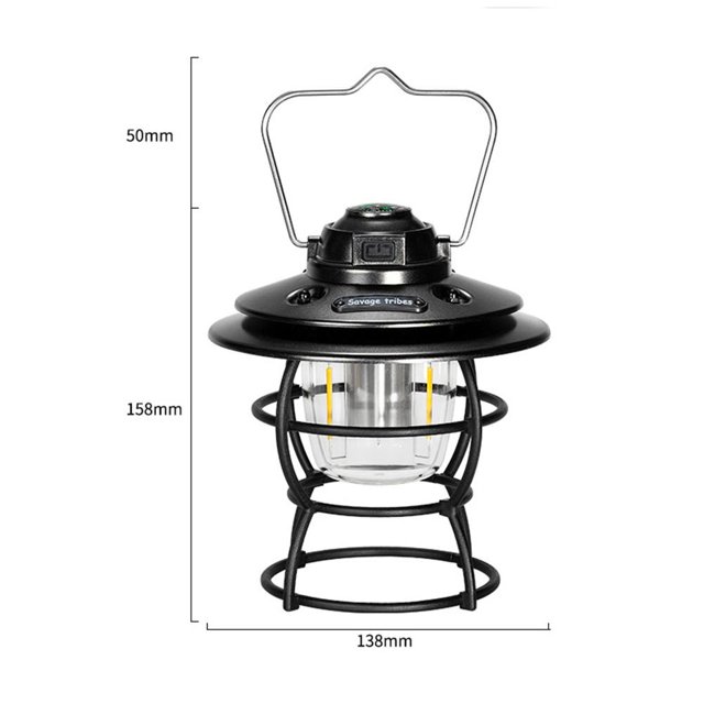 Camping Lantern 3 Gears Retro Tent Light para viajes Senderismo Emergencia (Negro) Ehuebsd Para estrenar