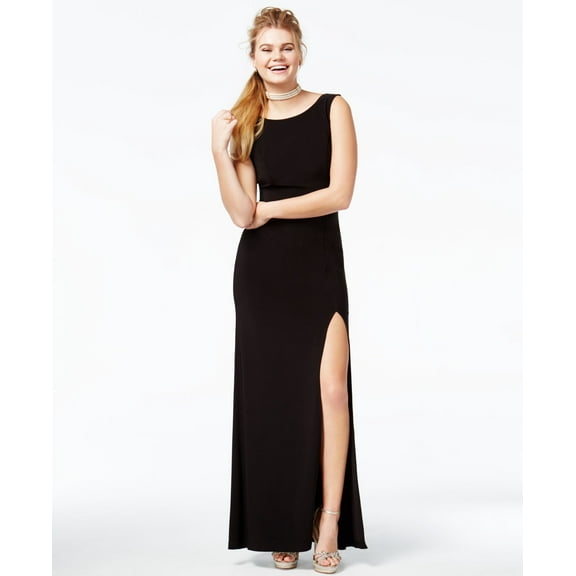 B Darlin Juniors Embellished Low Back Gown Black Pearl 11-12