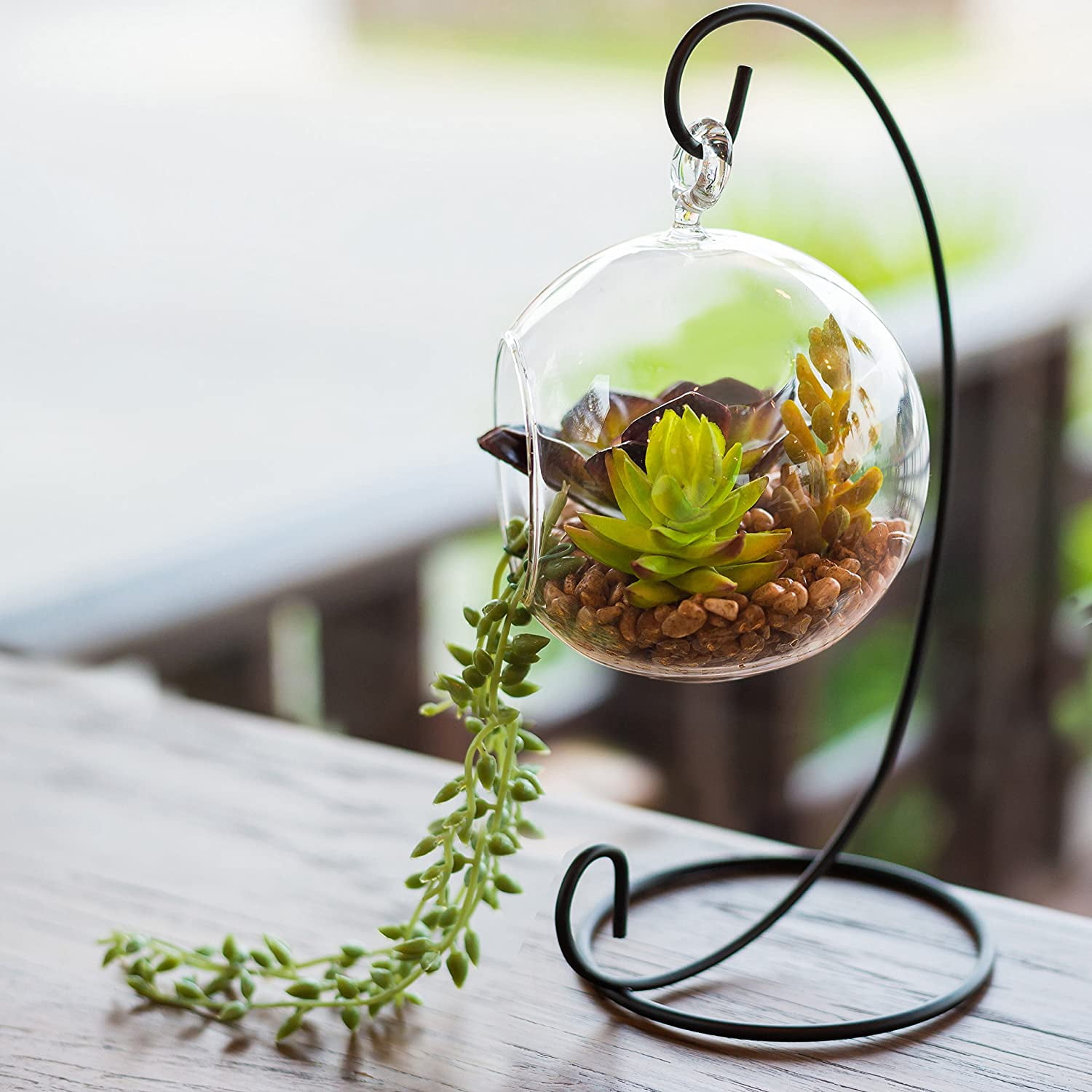 Clear Glass Apple Shaped Hanging Plants Vase Terrarium Votive Candle Holder 