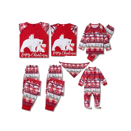 

Colisha Xmas Pjs Holiday Sleepwear for Mommy Dad Child Soft Long Sleeve Nightwear Loungewear Crew Neck PJ Sets Red Kids 8-9Y