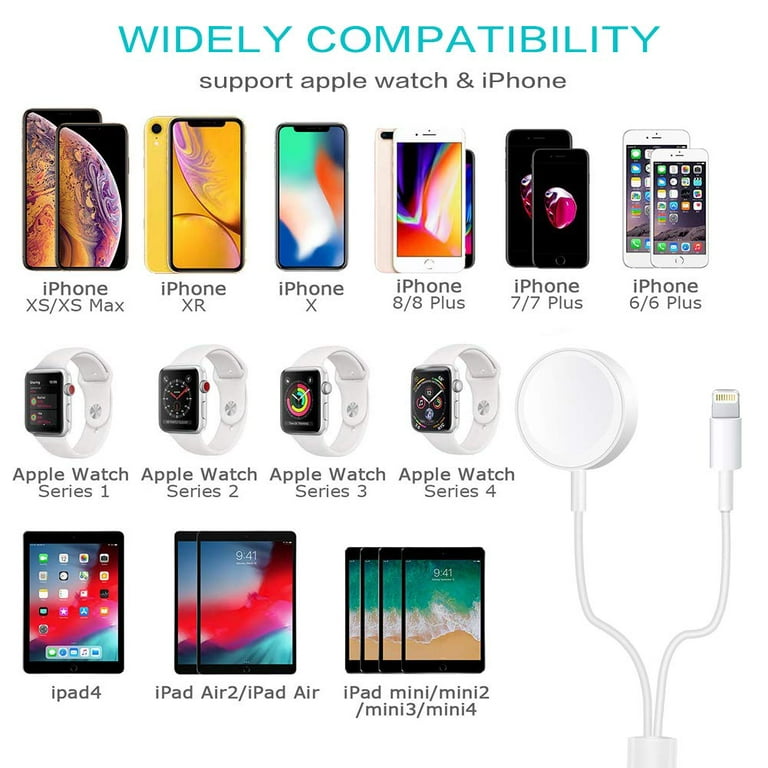 2 in 1 Wireless Charger Cable Wire for Apple Watch Series 4/3/2/1