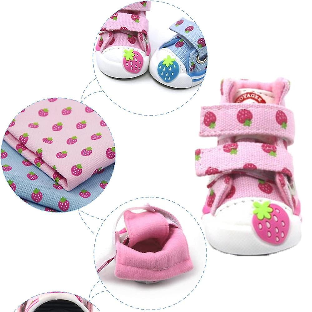 Yeegool Pet Shoes Dog Shoes Cute Strawberry Dog Boots Non Slip Canvas