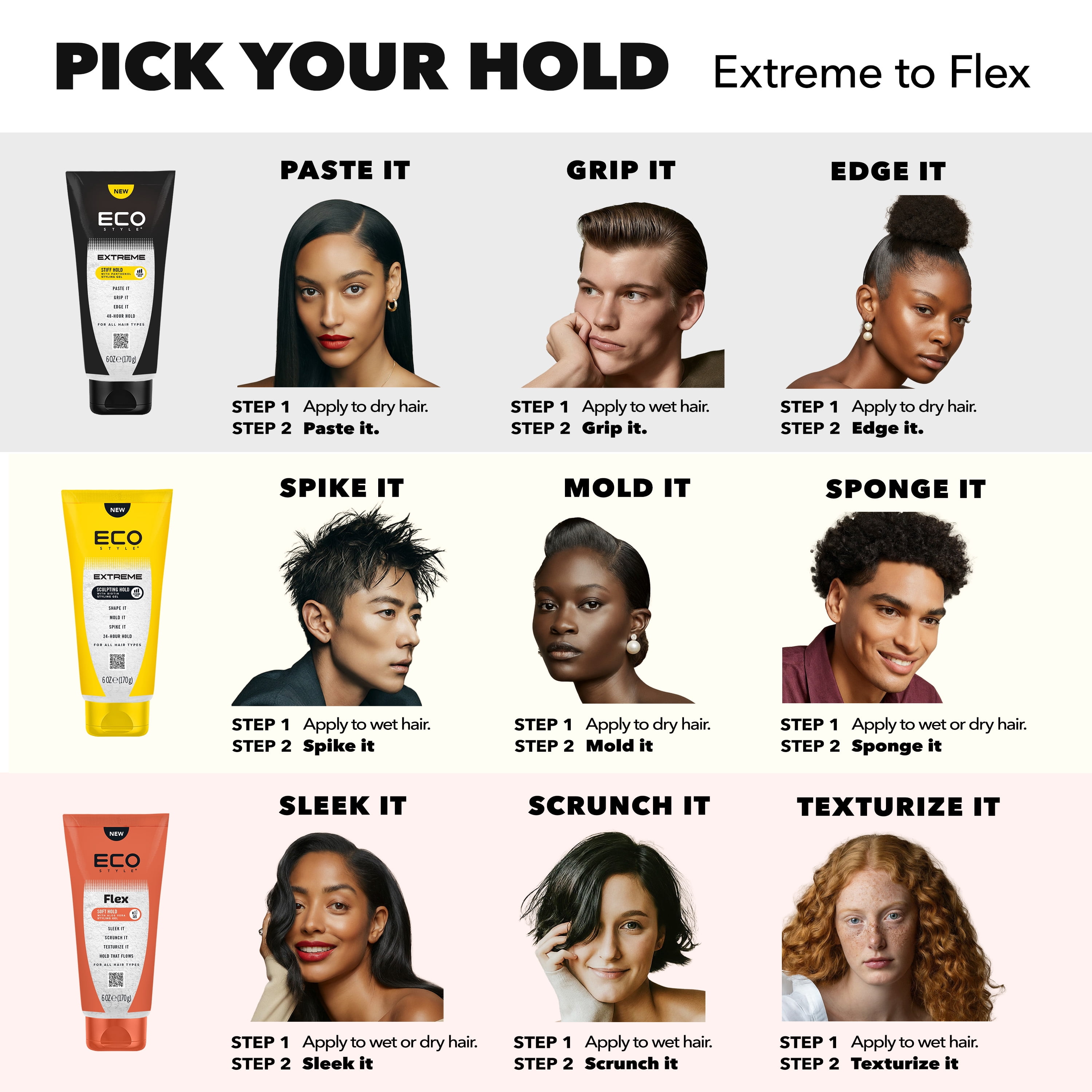 (6 pack) Eco Style Extreme Stiff Styling Gel 6 oz