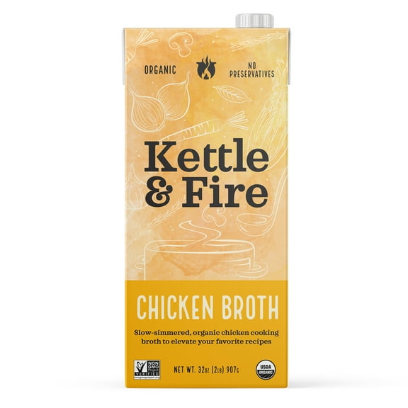 Kettle & Fire Chicken Cooking Broth, 32oz pack of 2