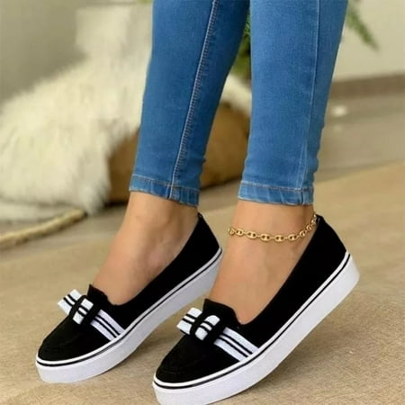 

Christmas Women s Ladies Bowknot Leisure Loafers Lazy Sneaker Casual Shoes