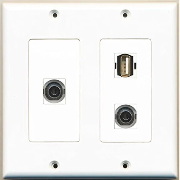 RiteAV - 1 Port USB A-A 2 Port 3.5mm - 2 Gang Wall Plate