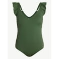 thumbnail image 4 of Time and Tru Women's and Women's Plus Size Ruffle Strap One Piece Swimsuit, Sizes XS-3X, 4 of 5