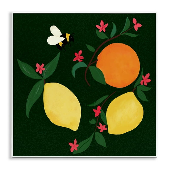 Stupell Industries Citrus & Bumble Bee Food & Beverage Painting Unframed Art Print Wall Art, 12 x 12