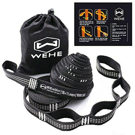 hammock straps extra strong & lightweight,36 loops, 2000lbs breaking strength,100% no stretch polyester,tree friendly,quick&easy setup best suspension (Best Outdoor Projector Setup)