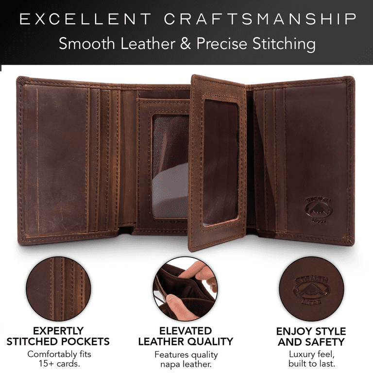 Stealth Mode Trifold Wallet RFID Blocking, Crazy Horse Brown photo 3