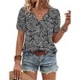 thumbnail image 2 of Boho Tops for Women Summer V-Neck Tie Front Peasant Blouses Casual Puff Sleeve Loose-Fit Flowy Shirts Beach Vacation, 2 of 4