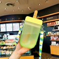thumbnail image 4 of Cute Kids Water Bottles With Straws, Creative Ice Cream Popsicle Leakproof Plastic Drink, 4 of 5