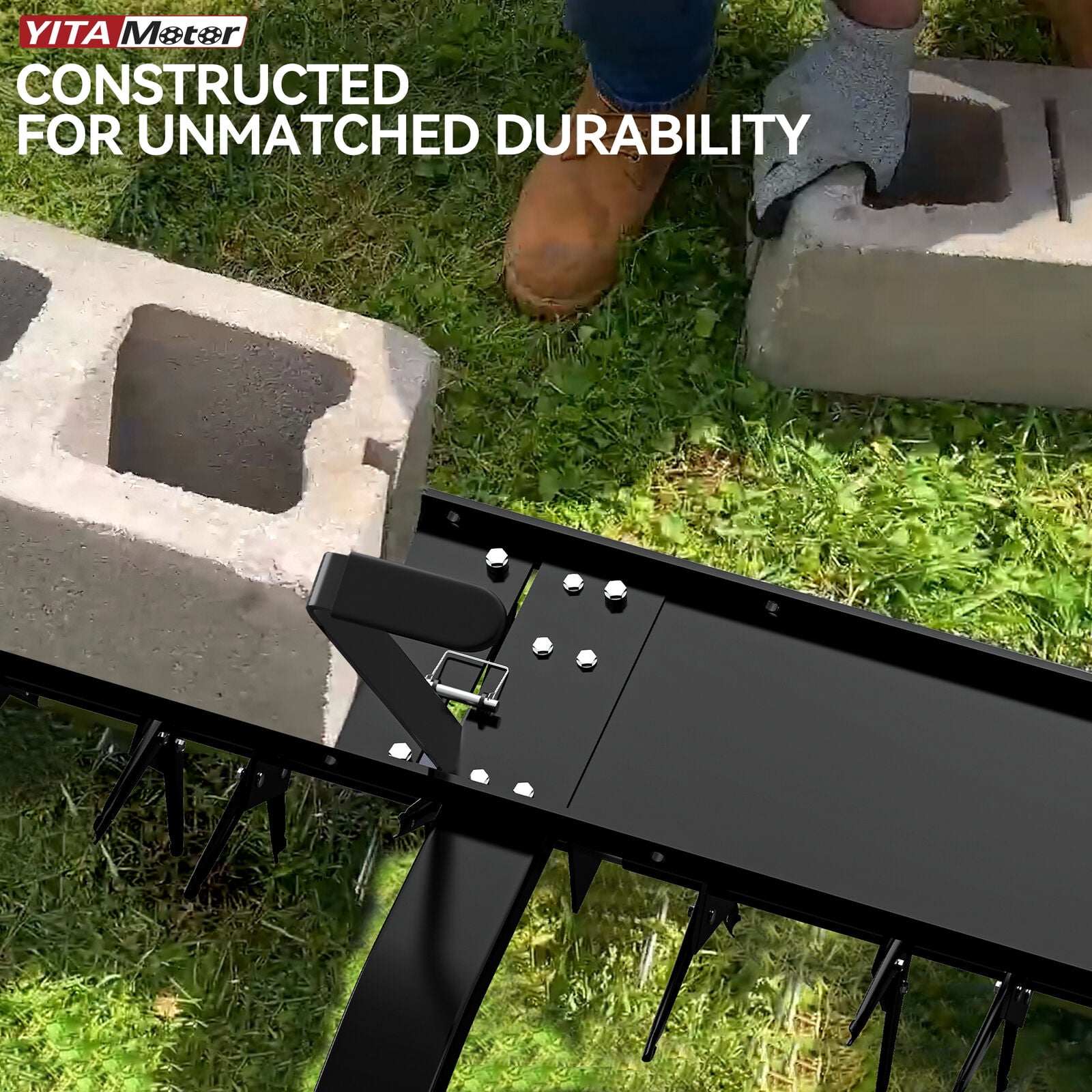 RVNI 40" 101CM Tow Plug Lawn Aerator Lawn Spike Aerator Lawn & Garden Steel Heavy Duty Universal Hitch