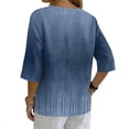thumbnail image 3 of 3/4 Sleeve Boho Linen Tops for Women, Spring Floral Printed Blouses for women Dressy Casual, Basic Womens Cotton Linen Top, 3 of 5
