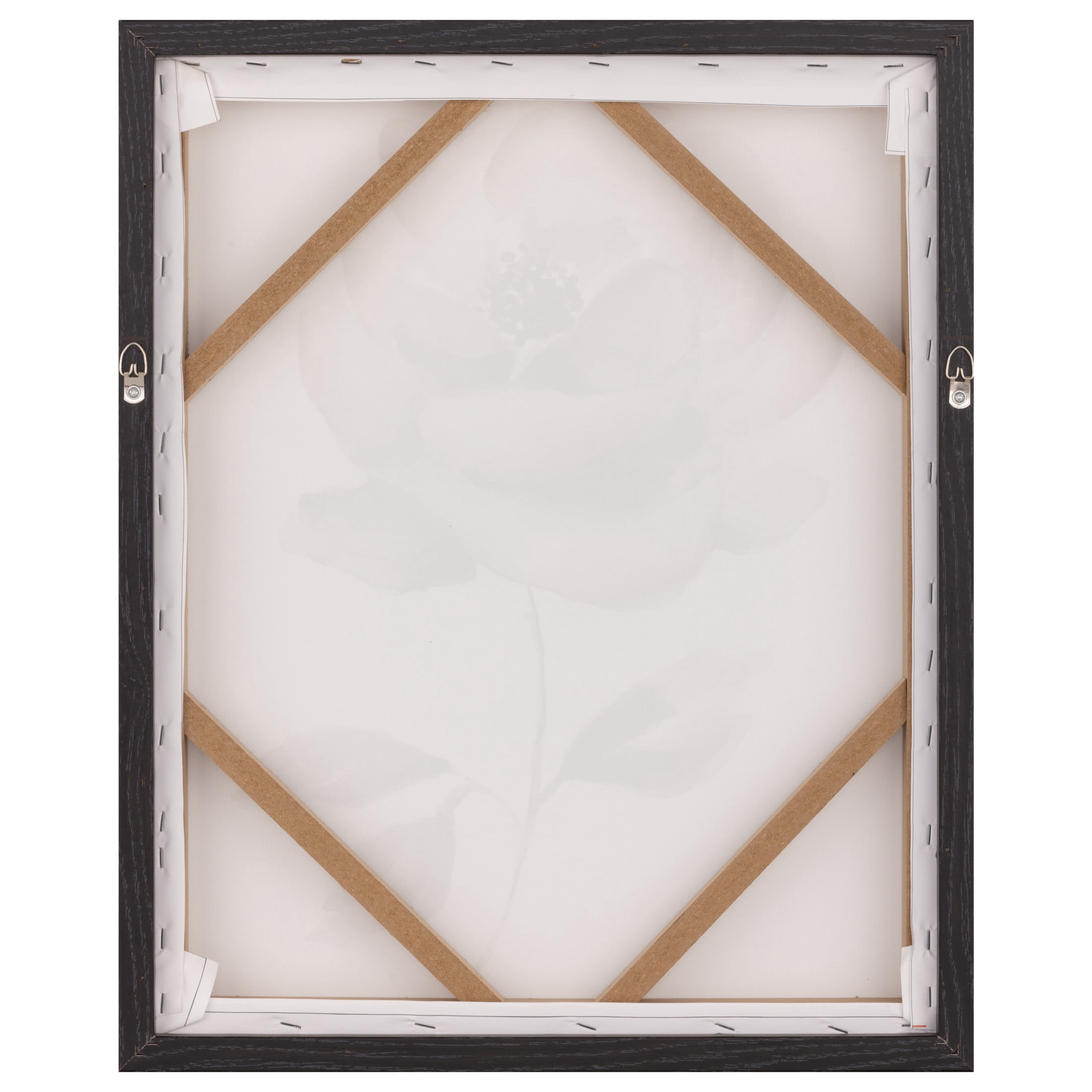 Gallery Solutions Set of 2 Large Framed Floral Canvas Art - 17x21 Black and White Floral Prints with Texture Finish, for Home or Office Décor