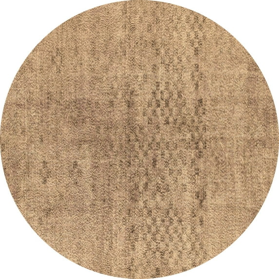 Ahgly Company Indoor Round Abstract Brown Contemporary Area Rugs, 6' Round