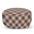 thumbnail image 1 of Geometric Pouf Cover with Zipper, Repeating Pattern with Diagonal Checkered Motif Illustration, Soft Decorative Fabric Unstuffed Case, 30" W X 17.3" L, Warm Taupe Dark Taupe, by Ambesonne, 1 of 5