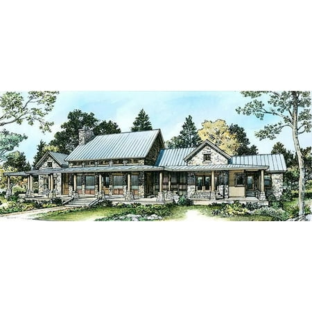 010-348: Modern Ranch 3 Bed, 3 Bath Luxury Home Plan, 2693 Sq Ft: Full Blueprints with License to Build by Home Plan Marketplace - Lesuto