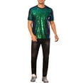 thumbnail image 2 of INSPIRE CHIC Glitter T-Shirt for Men's Sequin Tee Tops Short Sleeve Crew Neck Disco Metallic T Shirt 2XL Green, 2 of 5