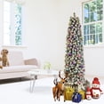 thumbnail image 4 of Zimtown 7.5ft Flocked Pencil Christmas Tree, 641 Tips PVC Artificial Slim Xmas Tree, 4 of 14